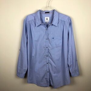 Coupe Blue Boyfriend Fit Button Up Shirt Large Lrg